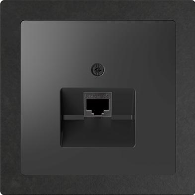 Merten D-Life telephone socket (slate polished frame, anthracite insert)